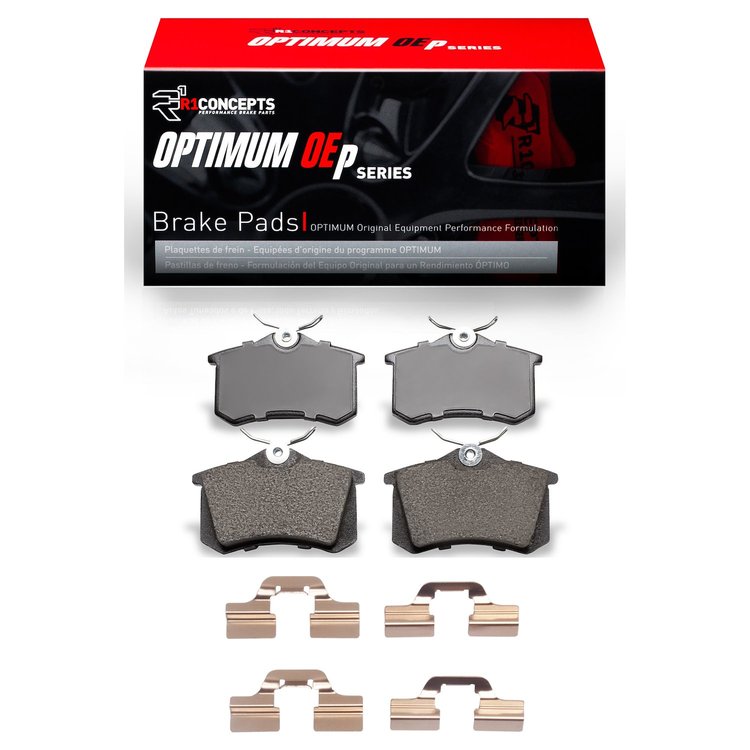 Optimum OE Brake Pads & Hardware Kit, 1999-2015 Audi/Porsche/Volkswagen, Position: Rear