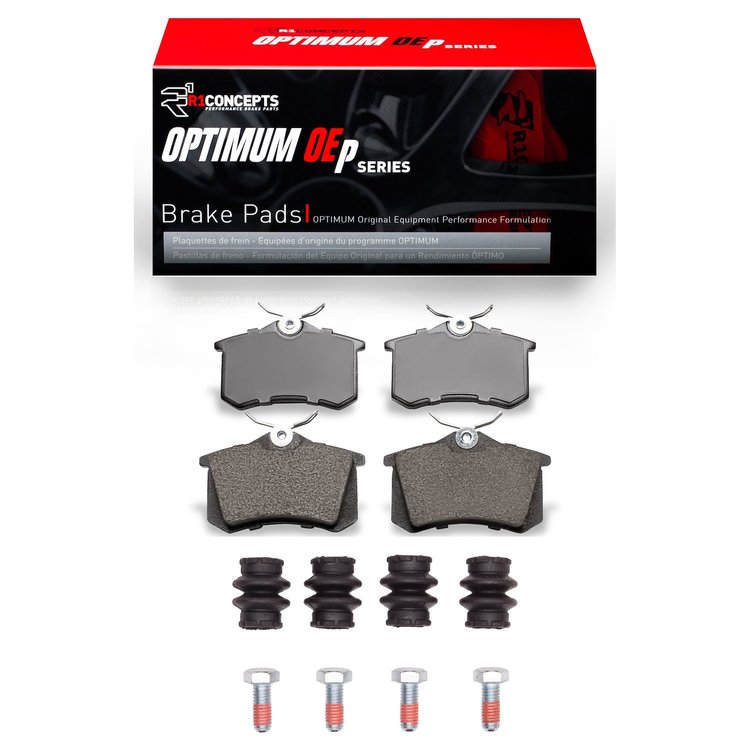 Optimum OE Brake Pads & Hardware Kit, 1997-2008 Audi/Porsche/Volkswagen, Position: Rear