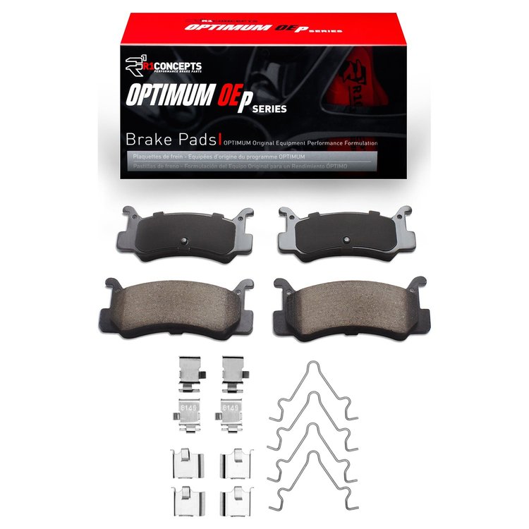 Optimum OE Brake Pads & Hardware Kit, 1987-1995 Ford/Lincoln/Mercury/Mazda, Position: Rear