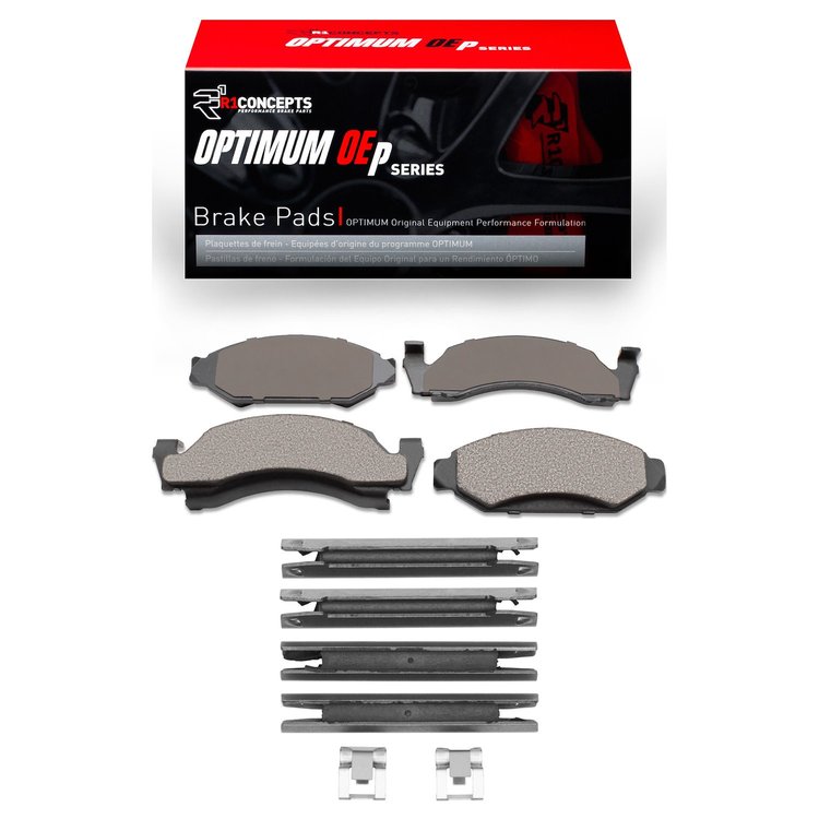 Optimum OE Brake Pads & Hardware Kit, 1986-1993 Ford/Lincoln/Mercury/Mazda, Position: Front