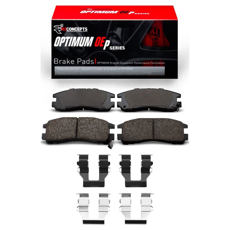 Optimum OE Brake Pads & Hardware Kit, 1992-2012 Fits Multiple Makes/Models, Position: Rear