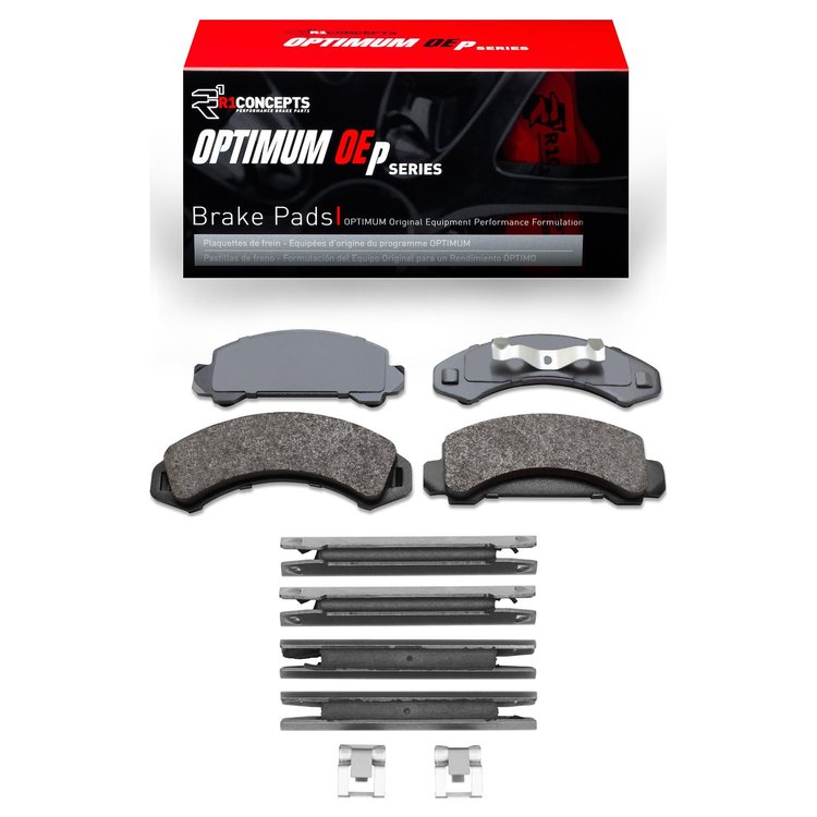 Optimum OE Brake Pads & Hardware Kit, 1983-1997 Ford/Lincoln/Mercury/Mazda, Position: Front