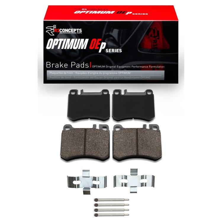Optimum OE Brake Pads & Hardware Kit, 1986-1989 Mercedes-Benz, Position: Front