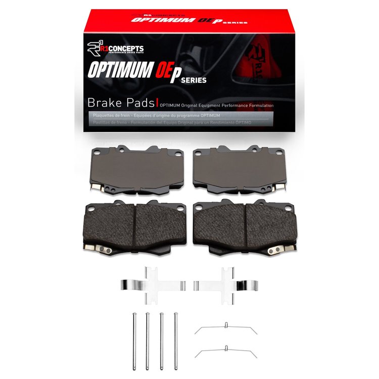 Optimum OE Brake Pads & Hardware Kit, 1995-2004 Lexus/Toyota/Scion, Position: Front
