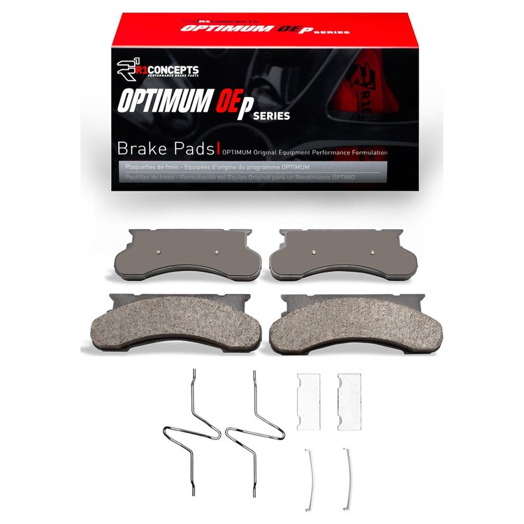Optimum OE Brake Pads & Hardware Kit, 1975-1994 Ford/Lincoln/Mercury/Mazda, Position: Front