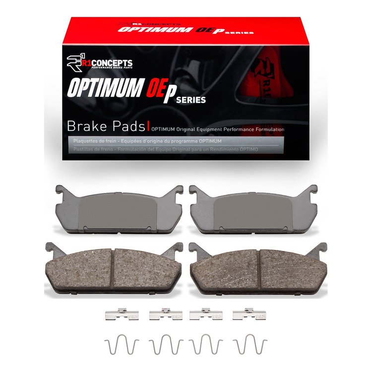 Optimum OE Brake Pads & Hardware Kit, 1990-1996 Ford/Lincoln/Mercury/Mazda, Position: Rear