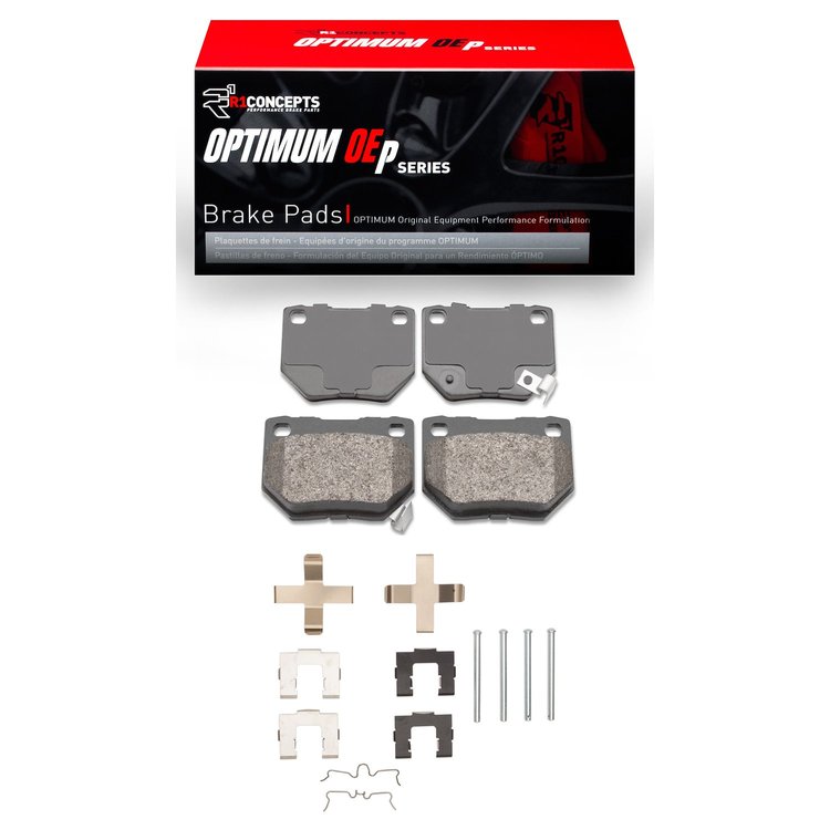 Optimum OE Brake Pads & Hardware Kit, 1989-1996 Infiniti/Nissan, Position: Rear