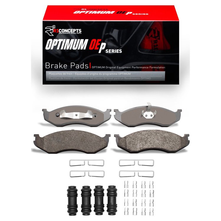Optimum OE Brake Pads & Hardware Kit, 1990-2006 Mopar, Position: Front
