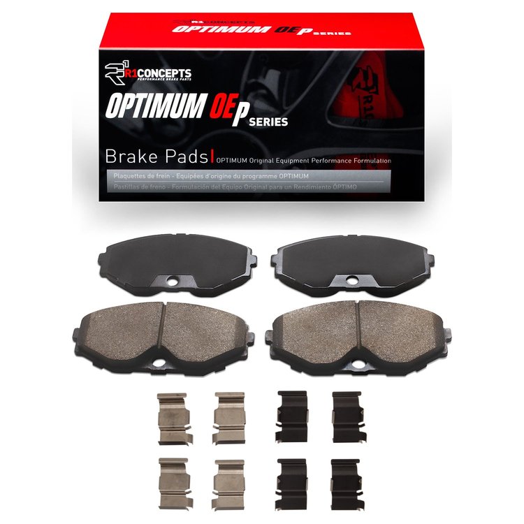 Optimum OE Brake Pads & Hardware Kit, 1990-1995 Infiniti/Nissan, Position: Front