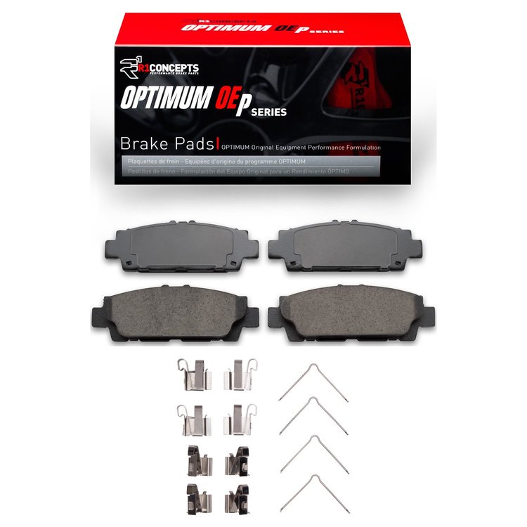 Optimum OE Brake Pads & Hardware Kit, 1990-1992 Lexus/Toyota/Scion, Position: Rear