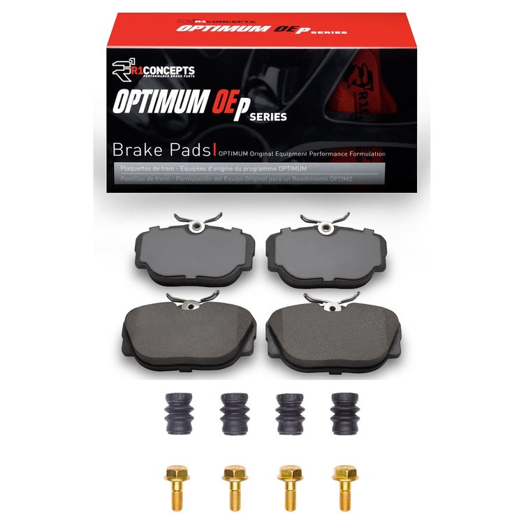 Optimum OE Brake Pads & Hardware Kit, 1994-2002 Land Rover, Position: Rear