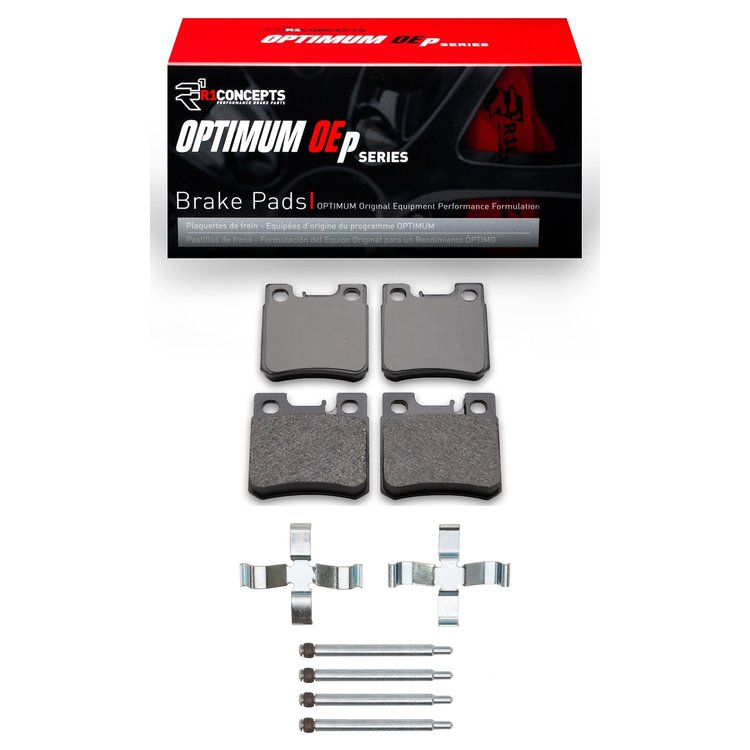 Optimum OE Brake Pads & Hardware Kit, 1993-1995 Mercedes-Benz, Position: Rear