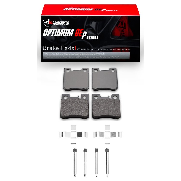 Optimum OE Brake Pads & Hardware Kit, 1987-2000 Mercedes-Benz, Position: Rear