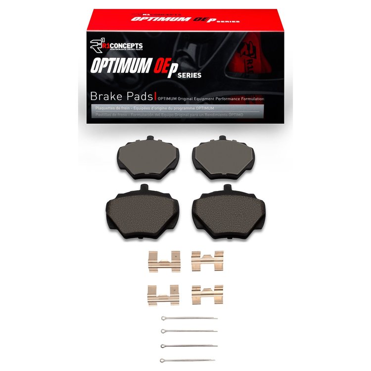Optimum OE Brake Pads & Hardware Kit, 1974-2016 Land Rover, Position: Rear