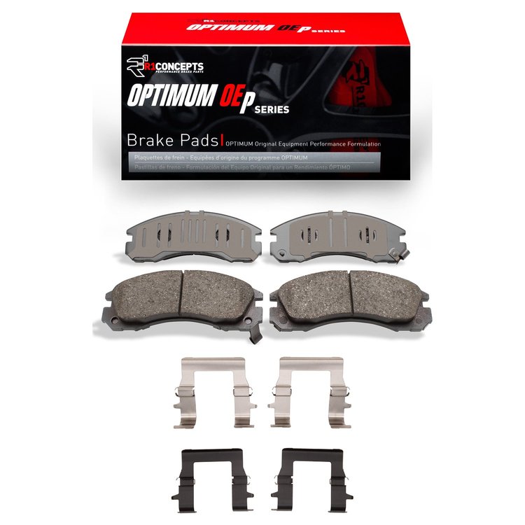 Optimum OE Brake Pads & Hardware Kit, 1994-2000 Mitsubishi, Position: Front