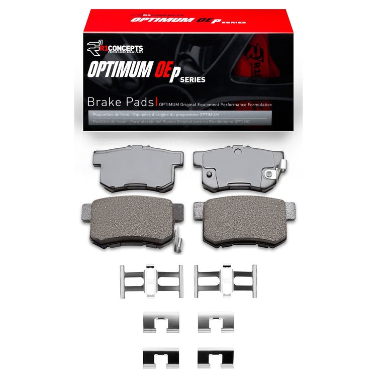 Optimum OE Brake Pads & Hardware Kit, 1991-2012 Fits Multiple Makes/Models, Position: Rear