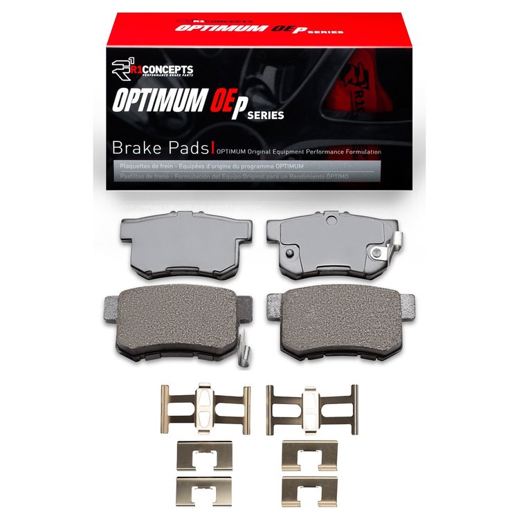 Optimum OE Brake Pads & Hardware Kit, 1999-2004 Acura/Honda, Position: Rear