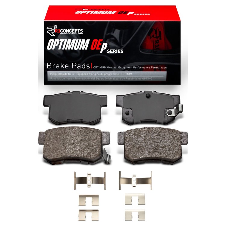 Optimum OE Brake Pads & Hardware Kit, 1997-2002 Acura/Honda, Position: Rear