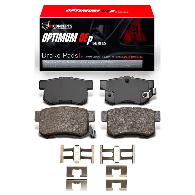 Optimum OE Brake Pads & Hardware Kit, 2000-2013 Fits Multiple Makes/Models, Position: Rear