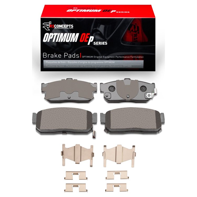 Optimum OE Brake Pads & Hardware Kit, 1991-2001 Infiniti/Nissan, Position: Rear