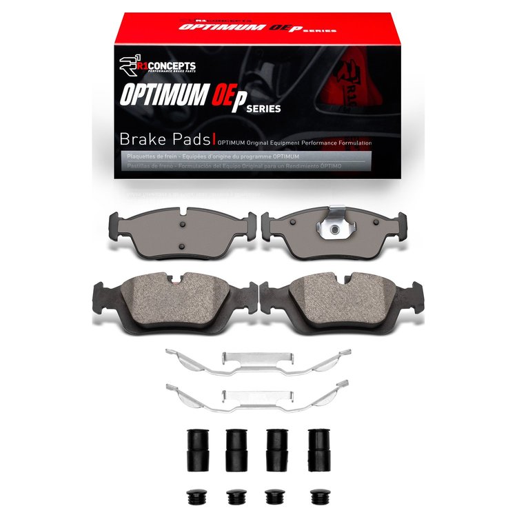 Optimum OE Brake Pads & Hardware Kit, 1992-2008 BMW, Position: Front