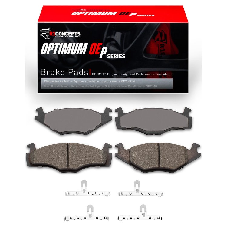 Optimum OE Brake Pads & Hardware Kit, 1984-1993 Audi/Porsche/Volkswagen, Position: Front