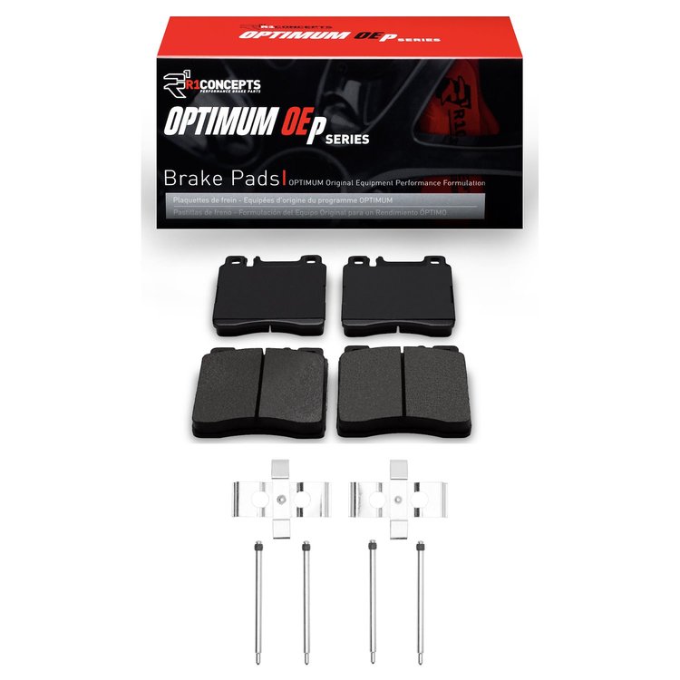 Optimum OE Brake Pads & Hardware Kit, 1991-1999 Mercedes-Benz, Position: Front