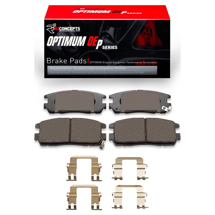 Optimum OE Brake Pads & Hardware Kit, 1992-2004 Fits Multiple Makes/Models, Position: Rear