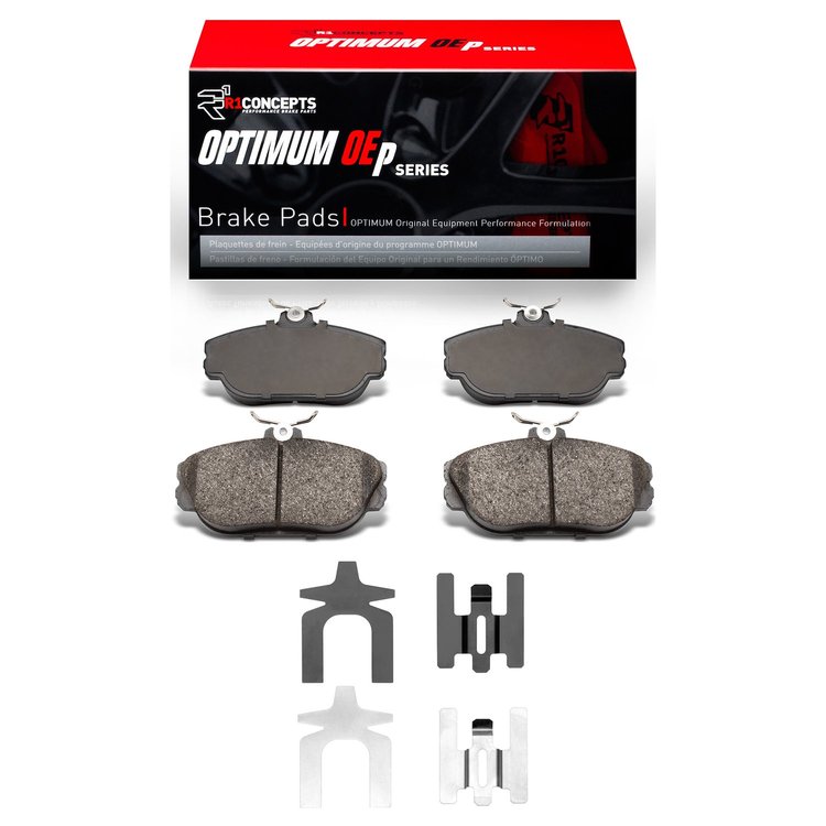 Optimum OE Brake Pads & Hardware Kit, 1993-1998 Ford/Lincoln/Mercury/Mazda, Position: Front