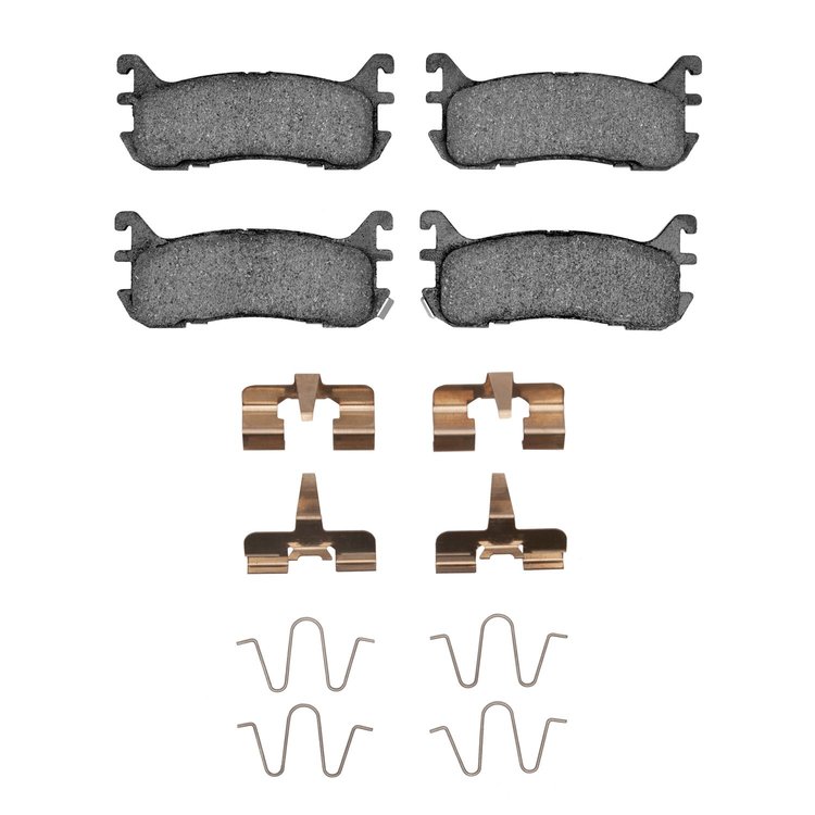 Optimum OE Brake Pads & Hardware Kit, 1994-2003 Ford/Lincoln/Mercury/Mazda, Position: Rear