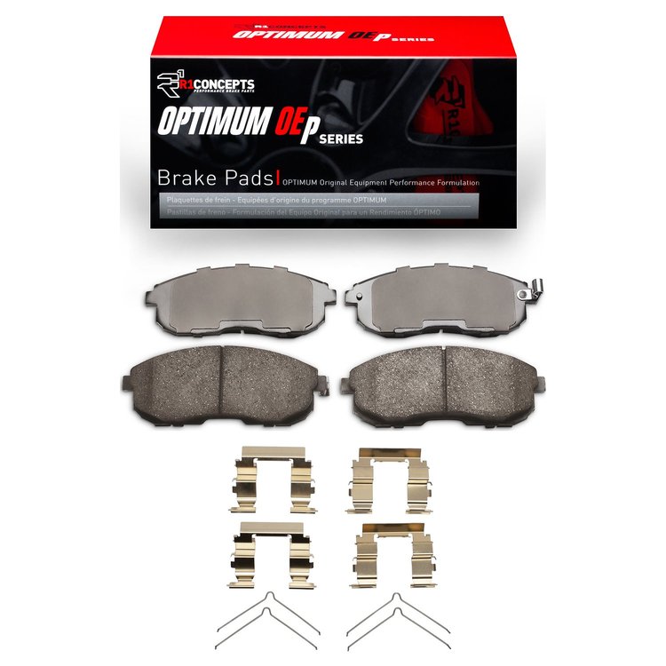 Optimum OE Brake Pads & Hardware Kit, 1989-2006 Infiniti/Nissan, Position: Front