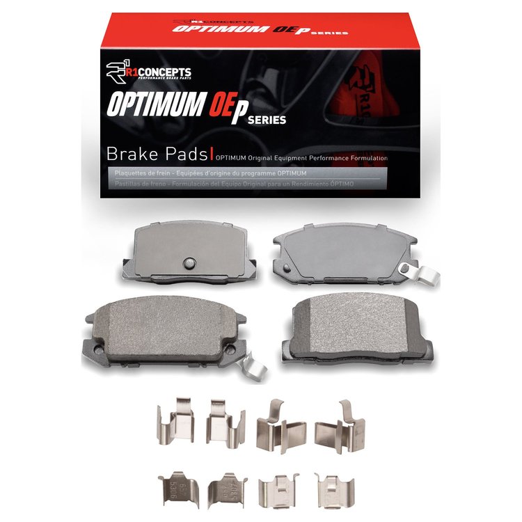 Optimum OE Brake Pads & Hardware Kit, 1991-2005 Lexus/Toyota/Scion, Position: Rear