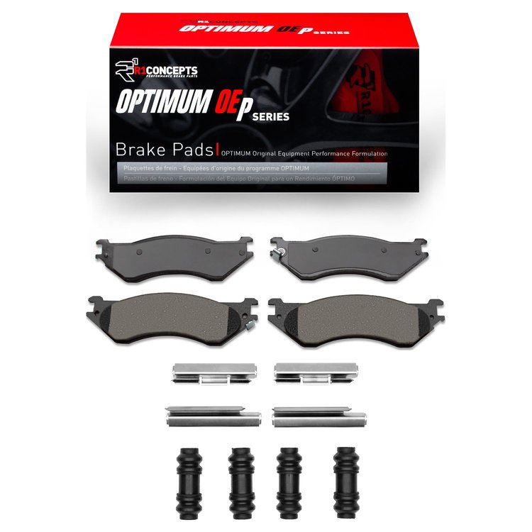 Optimum OE Brake Pads & Hardware Kit, 1997-2004 Fits Multiple Makes/Models, Position: Front