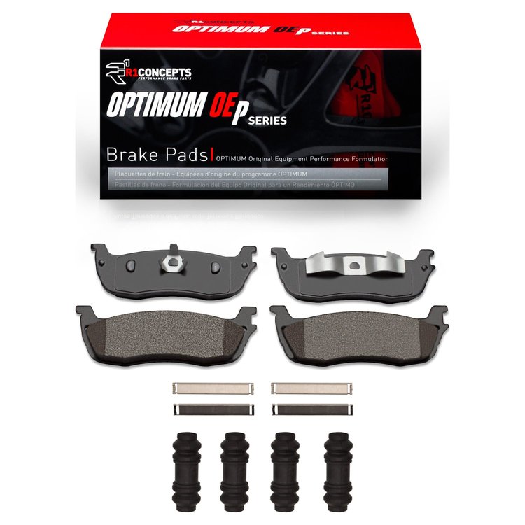 Optimum OE Brake Pads & Hardware Kit, 1997-2011 Ford/Lincoln/Mercury/Mazda, Position: Rear