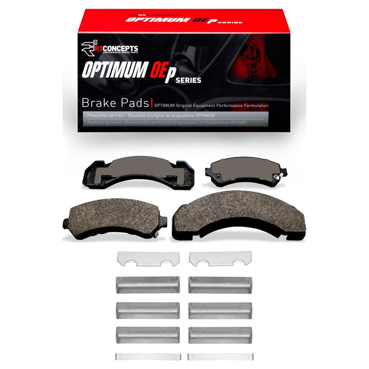 Optimum OE Brake Pads & Hardware Kit, 1995-2005 GM, Position: Front & Rear