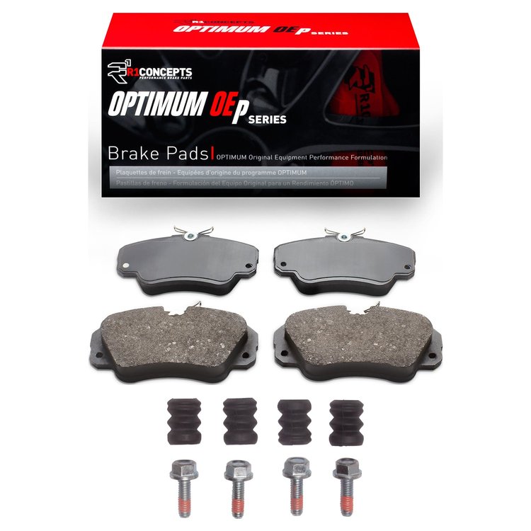 Optimum OE Brake Pads & Hardware Kit, 1997-2001 GM, Position: Front