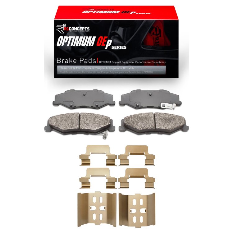 Optimum OE Brake Pads & Hardware Kit, 1997-2013 GM, Position: Rear