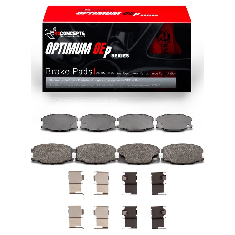 Optimum OE Brake Pads & Hardware Kit, 1995-2005 Mitsubishi Fuso, Position: Front & Rear