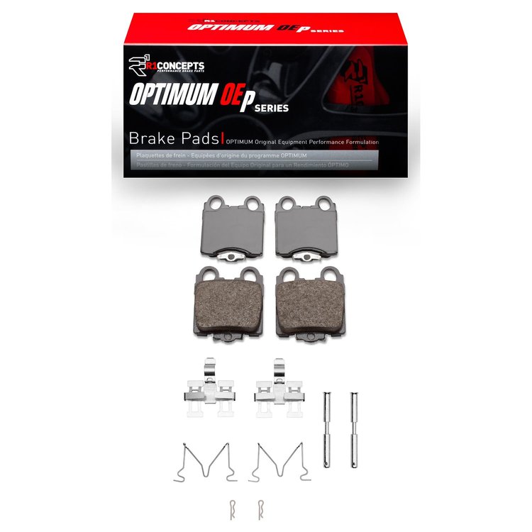 Optimum OE Brake Pads & Hardware Kit, 1998-2010 Lexus/Toyota/Scion, Position: Rear
