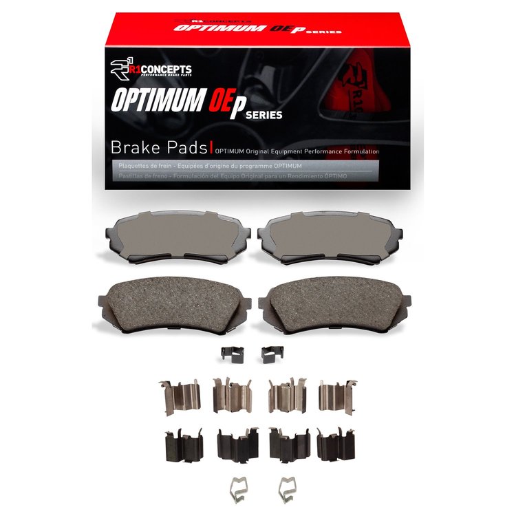 Optimum OE Brake Pads & Hardware Kit, 1998-2007 Lexus/Toyota/Scion, Position: Rear
