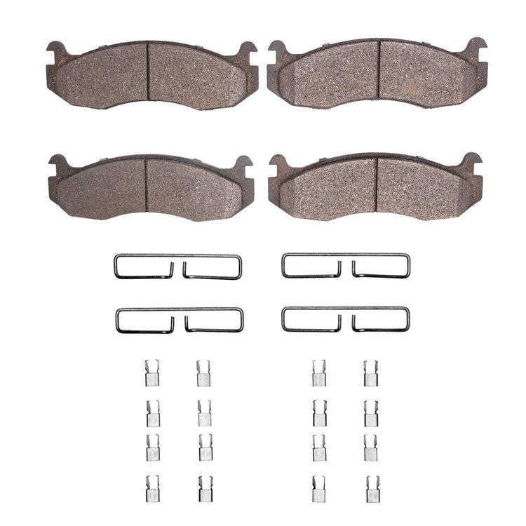 Optimum OE Brake Pads & Hardware Kit, 1996-2006 GM, Position: Front