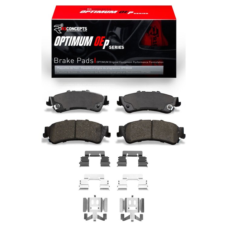 Optimum OE Brake Pads & Hardware Kit, 1999-2011 GM, Position: Rear