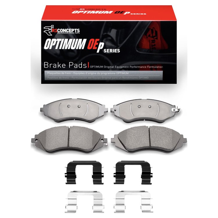 Optimum OE Brake Pads & Hardware Kit, 1999-2017 GM, Position: Front