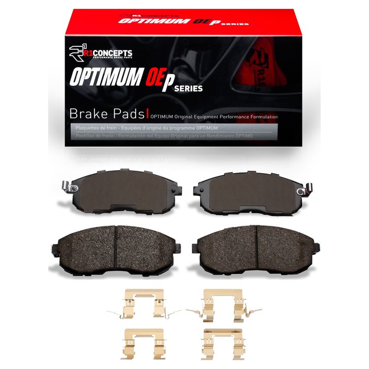Optimum OE Brake Pads & Hardware Kit, 1999-2013 Infiniti/Nissan, Position: Front