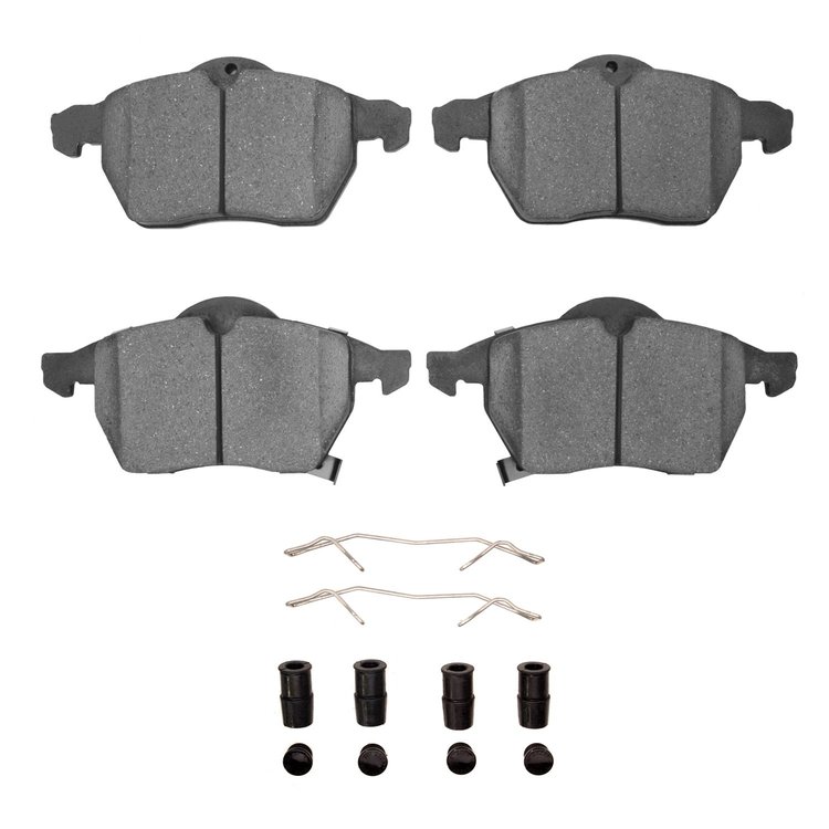 Optimum OE Brake Pads & Hardware Kit, 2000-2006 GM, Position: Front