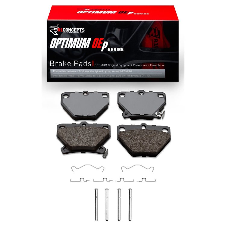 Optimum OE Brake Pads & Hardware Kit, 2000-2008 Fits Multiple Makes/Models, Position: Rear