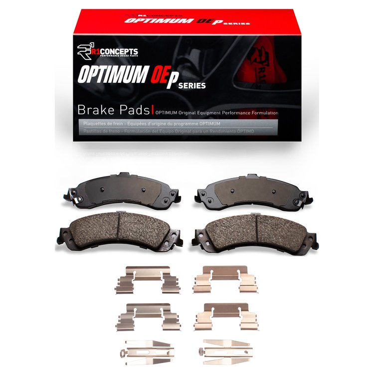 Optimum OE Brake Pads & Hardware Kit, 2000-2006 GM, Position: Rear