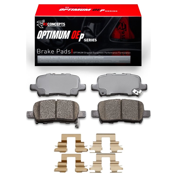 Optimum OE Brake Pads & Hardware Kit, 2001-2008 Acura/Honda, Position: Rear