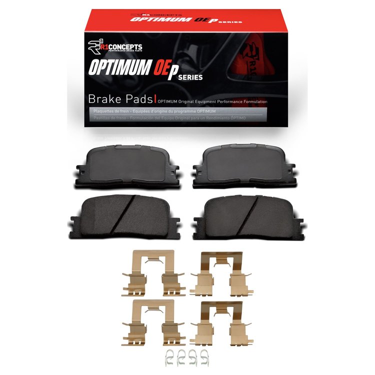 Optimum OE Brake Pads & Hardware Kit, 2002-2006 Lexus/Toyota/Scion, Position: Rear