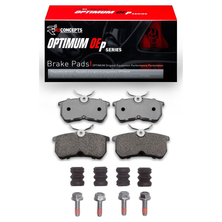 Optimum OE Brake Pads & Hardware Kit, 2001-2019 Ford/Lincoln/Mercury/Mazda, Position: Rear